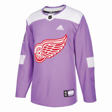 Detroit Red Wings Purple Pink Custom Hockey Fights Cancer Practice Jersey