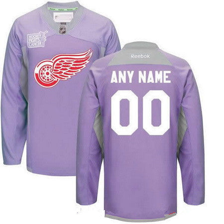 Detroit Red Wings Purple Pink Custom Reebok Hockey Fights Cancer Practice Jersey