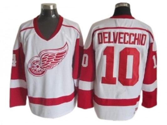 Detroit Red Wings #10 Alex Delvecchio 2002 Vintage CCM Jersey - White