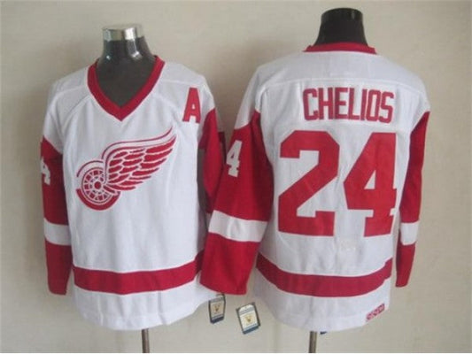 Detroit Red Wings #24 Chris Chelios 2002 Vintage CCM Jersey -White