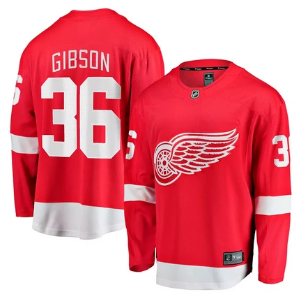 Detroit Red Wings #36 John Gibson Red Home Stitched Hockey Jersey