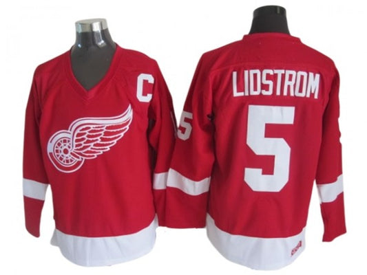 Detroit Red Wings #5 Nicklas Lidstrom 2002 Vintage CCM Jersey - Red