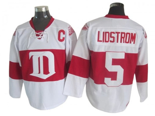 Detroit Red Wings #5 Nicklas Lidstrom 2009 Vintage CCM Jersey - White