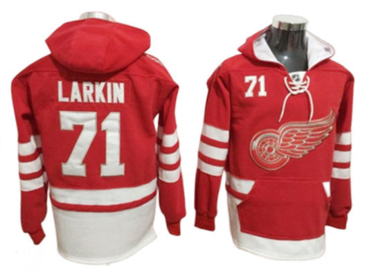 Detroit Red Wings #71 Dylan Larkin One Front Pocket Pullover Hoodie Red