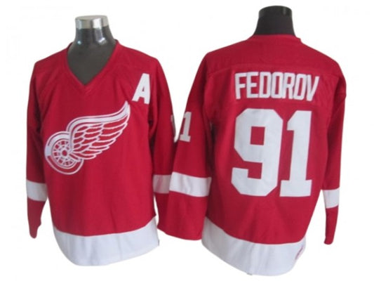 Detroit Red Wings #91 Sergei Fedorov 2002 Vintage CCM Jersey - Red