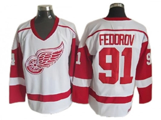 Detroit Red Wings #91 Sergei Fedorov 2002 Vintage CCM Jersey -White
