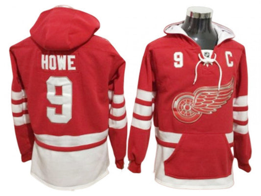 Detroit Red Wings #9 Gordie Howe One Front Pocket Pullover Hoodie Red