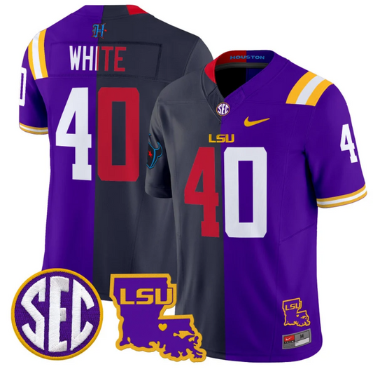 Devin White Jersey #40 LSU Tiger Split Vapor Limited Football All Stitched
