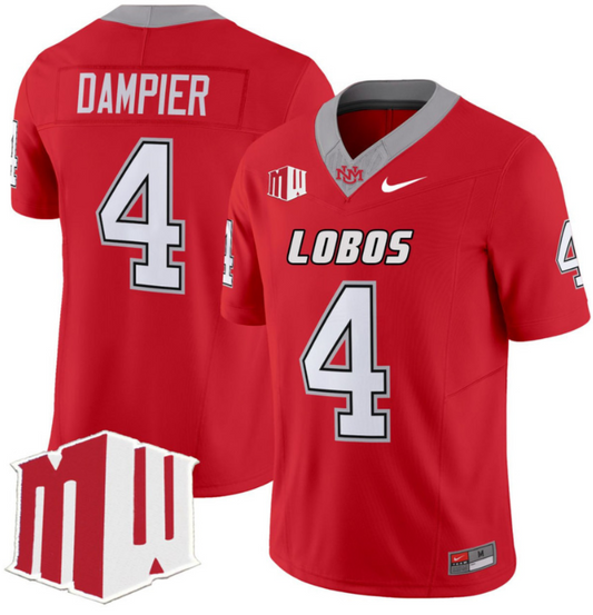 Devon Dampier New Mexico Lobos Football Red Jersey All Stitched