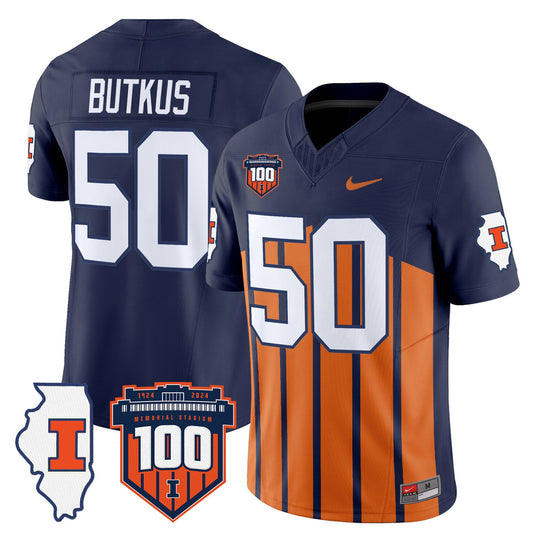 Dick Butkus Jersey #50 Illinois Fighting 100th Memorial Stadium Throwback