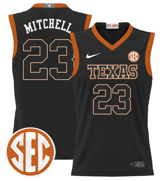 Dillon Mitchell Jersey #23 Texas Longhorns 2024 Lightweight Basketball Black