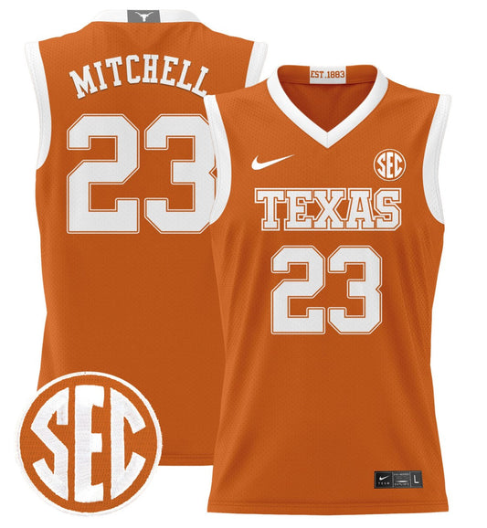 Dillon Mitchell Jersey #23 Texas Longhorns 2024 Lightweight Basketball Orange