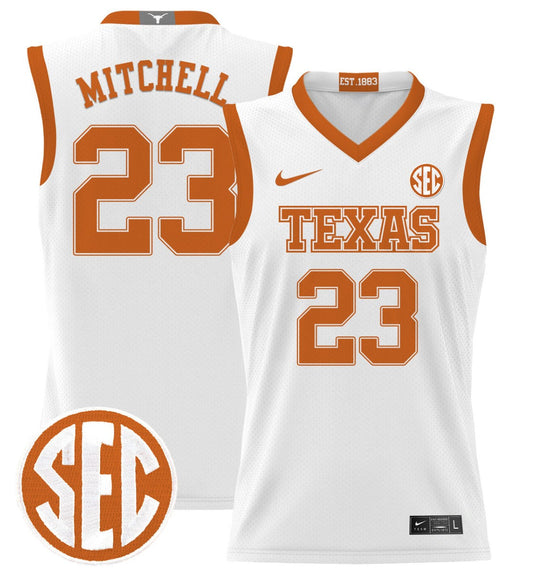 Dillon Mitchell Jersey #23 Texas Longhorns 2024 Lightweight Basketball White