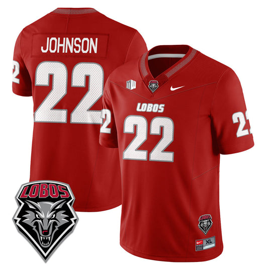 Dimitri Johnson Jersey #22 UNM Lobo Football 2025 Stitched Red