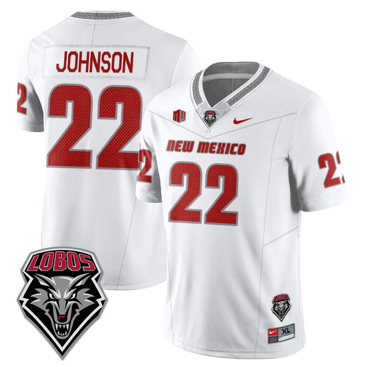 Dimitri Johnson Jersey #22 UNM Lobo Football 2025 Stitched White
