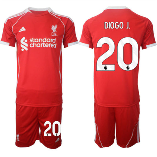 Diogo Jersey #20 Liverpool Red Home 2025 Soccer Suit