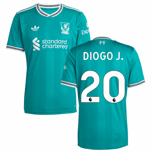 Diogo Jota 20 Liverpool 2025-26 Third Match Jersey – Aqua