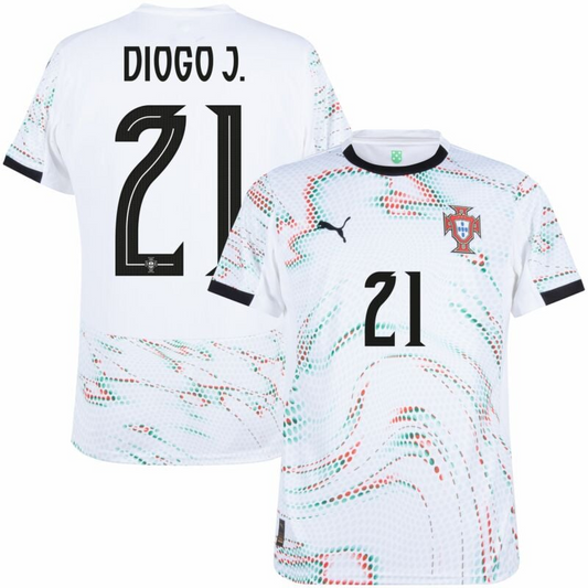 Diogo Jota 21 Portugal National Team 2025-26 Away Men Jersey – White