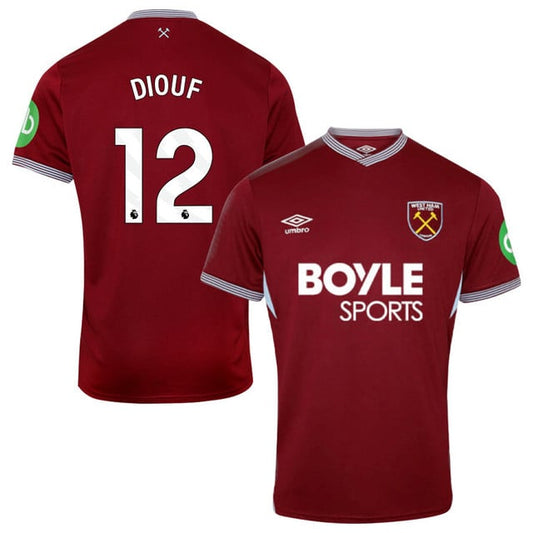 Diouf #12 West Ham United 2025-26 Home Match Jersey – Burgundy