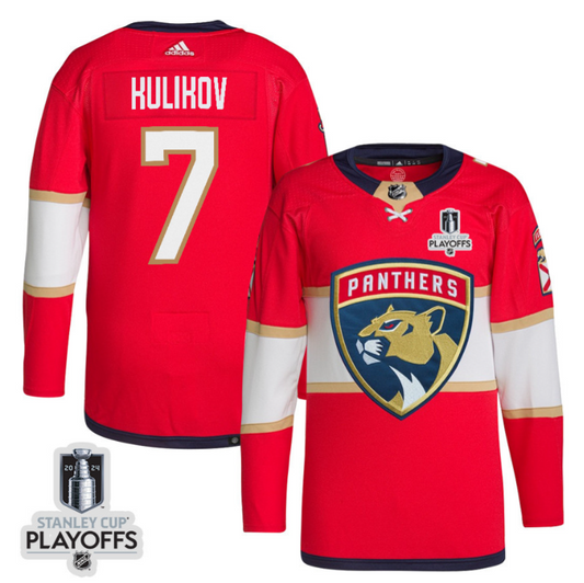 Dmitry Kulikov 7 Florida Panthers 2024 NHL Playoffs Patch Home Jersey - Men, Red