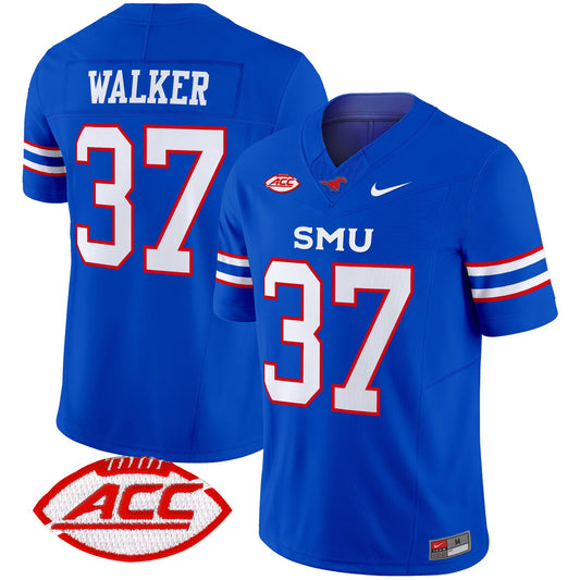 Doak Walker Jersey #37 SMU Mustangs 2025 Vapor Limited Stitched Blue