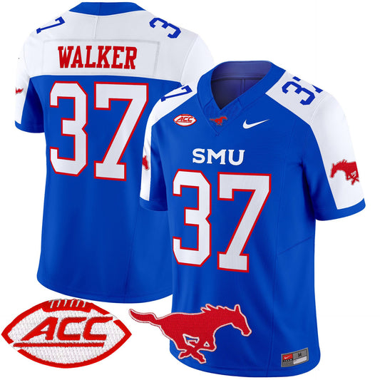 Doak Walker Jersey #37 SMU Mustangs 2025 Vapor Limited Stitched Blue Alter