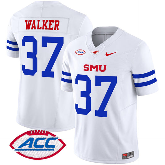 Doak Walker Jersey #37 SMU Mustangs 2025 Vapor Limited Stitched Ice White