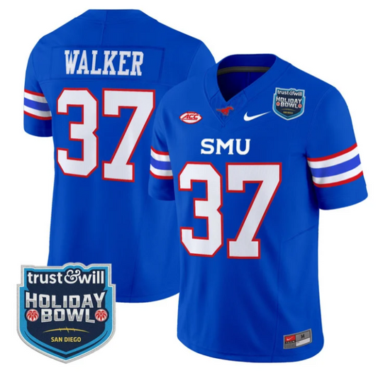 Doak Walker Jersey #37 SMU Mustangs 2026 Holiday Bowl Patch Stitched Blue
