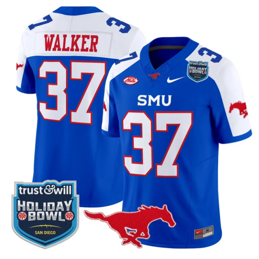 Doak Walker Jersey #37 SMU Mustangs 2026 Holiday Bowl Patch Stitched Blue Alternate
