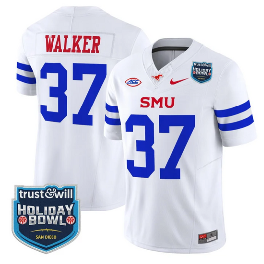 Doak Walker Jersey #37 SMU Mustangs 2026 Holiday Bowl Patch Stitched White