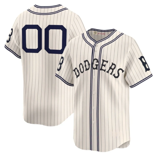 Dodgers Cream Custom Jersey - All Stitched