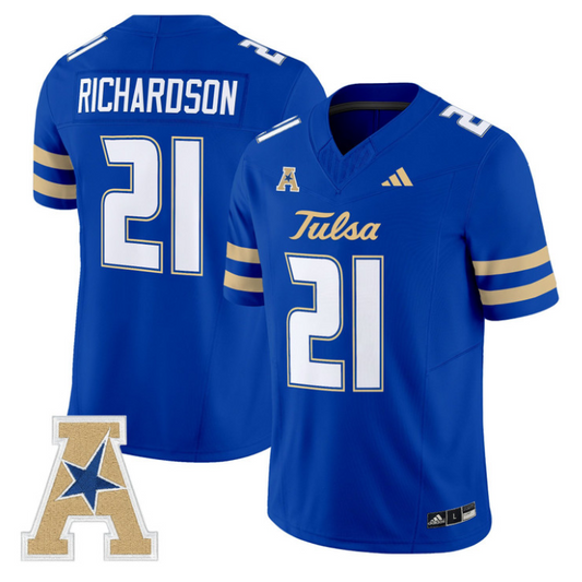 Dominic Richardson Jersey #21 Tulsa Golden Hurricane 2025 Vapor Stitched Royal