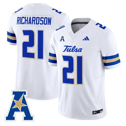 Dominic Richardson Jersey #21 Tulsa Golden Hurricane 2025 Vapor Stitched White