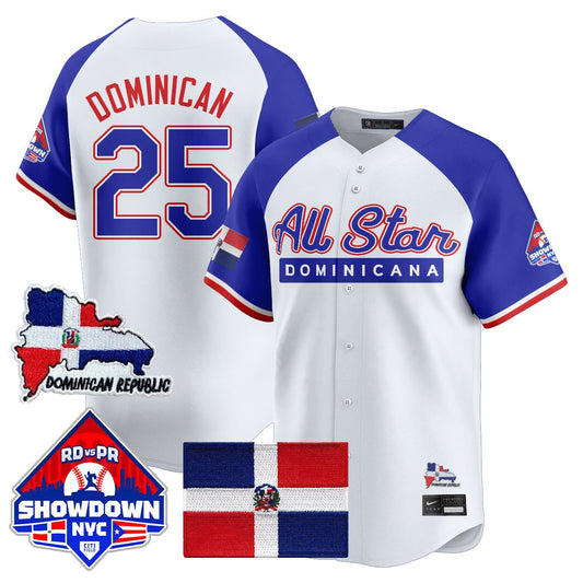 Dominican Jersey #25 Dominican Republic Baseball All-Star 2025 White Alternate
