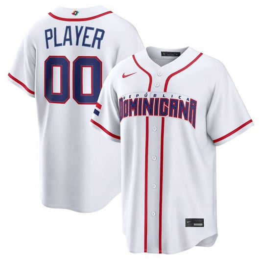 Dominican Republic Baseball Jersey Active Player Custom White 2026 World Baseball Classic Home Stadium Stitched