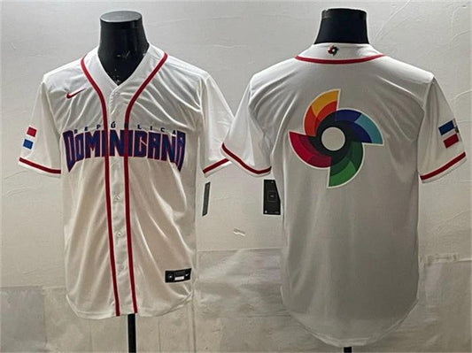 Dominican Republic Baseball Jersey Team Big Logo White 2026 World Baseball Classic Home Stadium Stitched