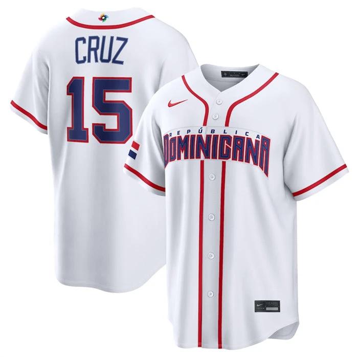 Dominican Republic Baseball #15 Oneil Cruz Jersey White 2026 World Baseball Classic Home Stadium Stitched