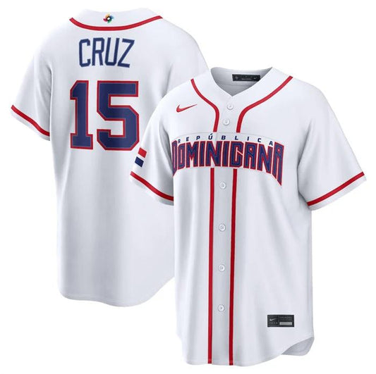 Dominican Republic Baseball #15 Oneil Cruz Jersey White 2026 World Baseball Classic Home Stadium Stitched