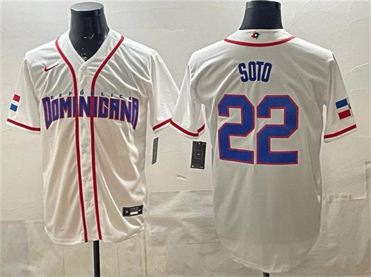 Dominican Republic Baseball #22 Juan Soto Jersey White 2026 World Baseball Classic Home Stadium Stitched