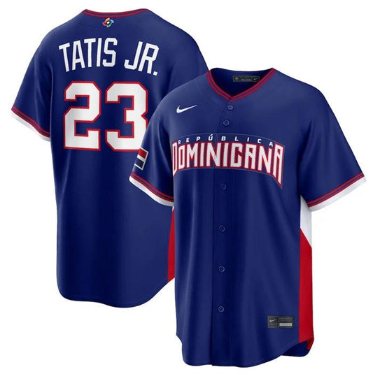 Dominican Republic Baseball #23 Fernando Tatis Jr. Jersey Navy 2026 World Baseball Classic Road Stadium Stitched