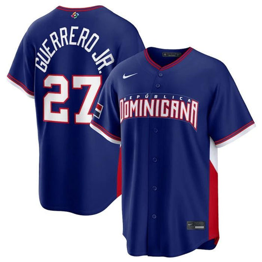 Dominican Republic Baseball #27 Vladimir Guerrero Jr. Jersey Navy 2026 World Baseball Classic Road Stadium Stitched