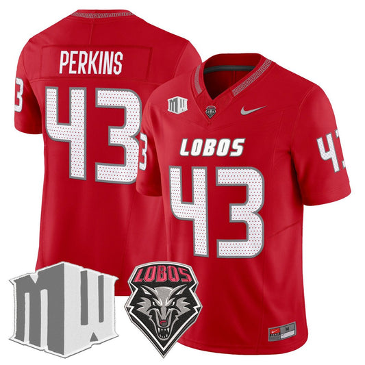 Don Perkins Jersey #43 New Mexico Lobos 2025 Vapor Limited Stitched Red