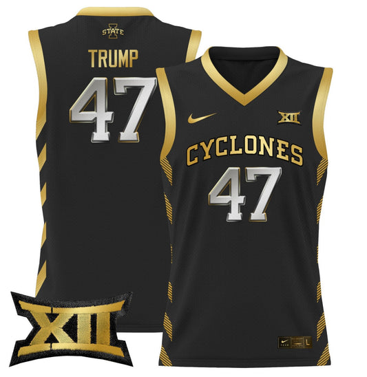 Donald Trump Jersey #47 Iowa State 2024 Lightweight Basketball Black Gold