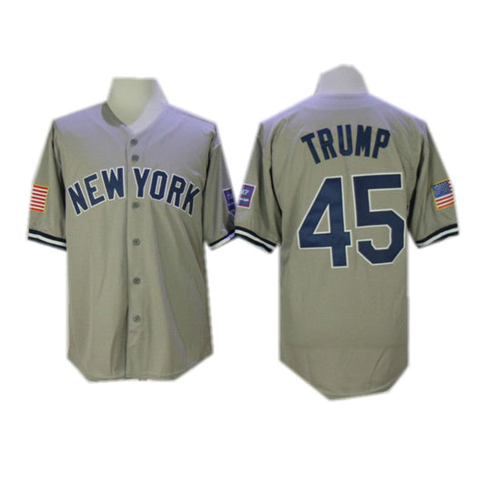 Donald Trump New York #45 Movie Baseball Jersey Grey