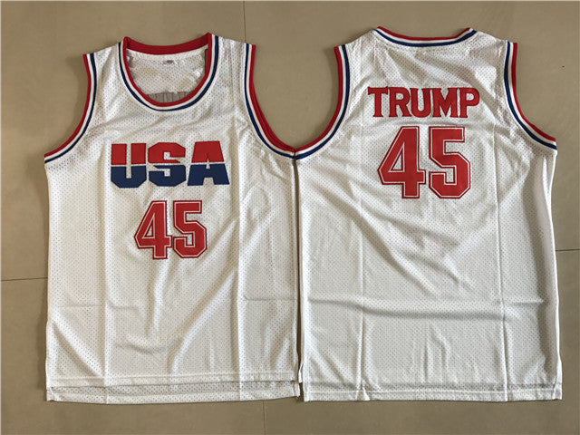 Donald Trump #45 Basketball Jersey White
