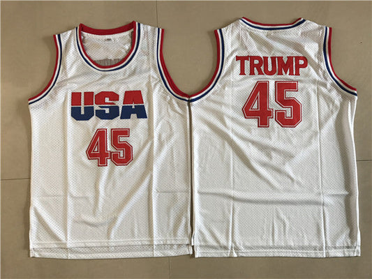 Donald Trump #45 Basketball Jersey White