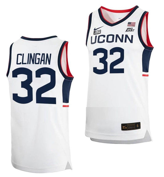 Donovan Clingan Jersey UConn Huskies College Basketball White Replica #32