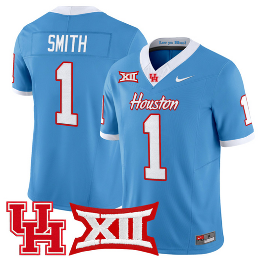 Donovan Smith Jersey #1 Houston Cougars 2025 Vapor Limited Stitched Light Blue