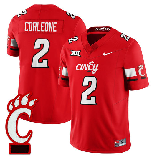 Dontay Corleone Jersey #2 Cincinnati Bearcats Football 2025 Stitched Red
