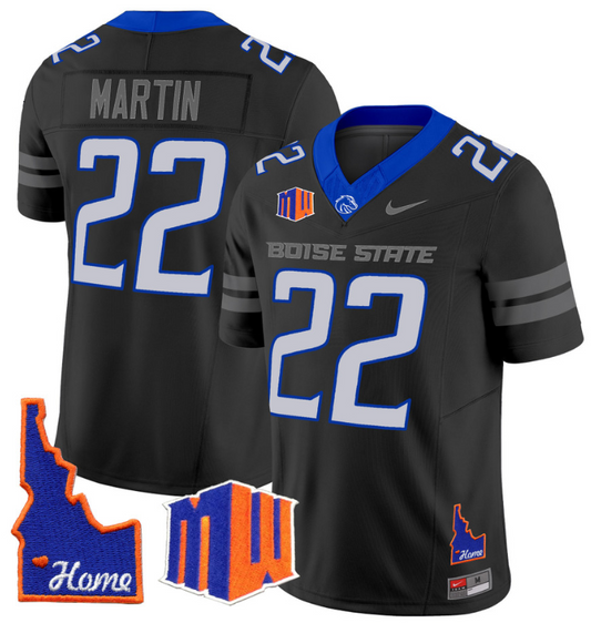 Doug Martin Jersey #22 Boise State Broncos 2024 Home Patch Vapor Football Black